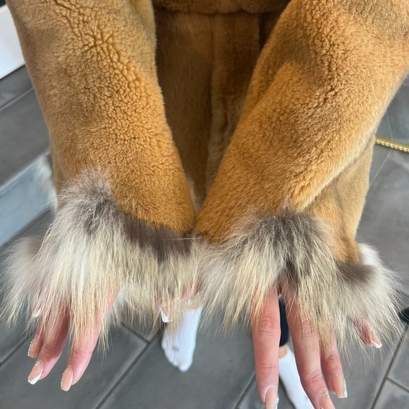 COPY - Dasco Brown Fur Coat with Tie - Picture 2 of 4